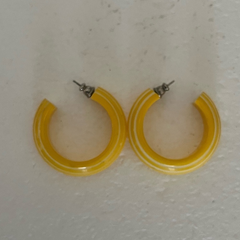 Bright Yellow Open Hoop Pierced Earrings